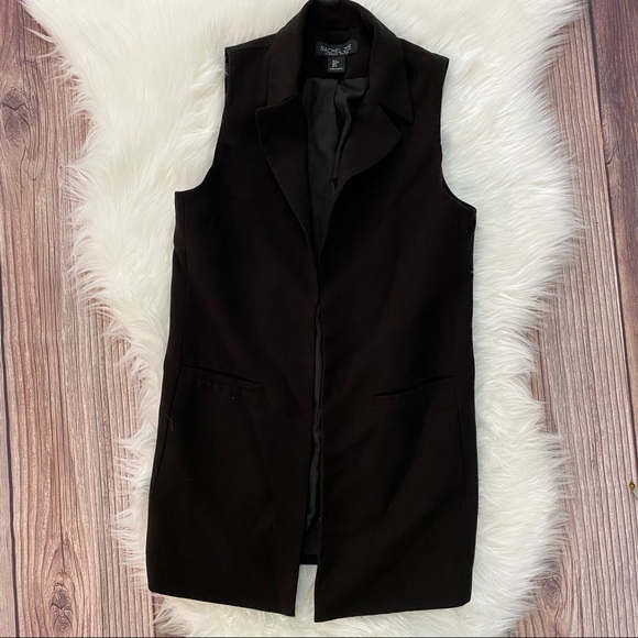 Rachel Zoe | Black Open Blazer Vest Jacket - Picture 2 of 6